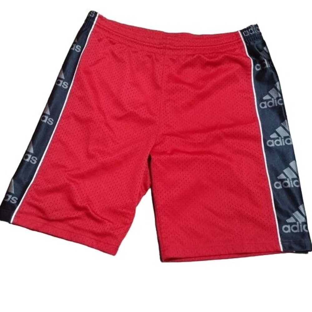 Adidas Men's Size Small Logo Print Drawstring Basketball Shorts Red Mesh